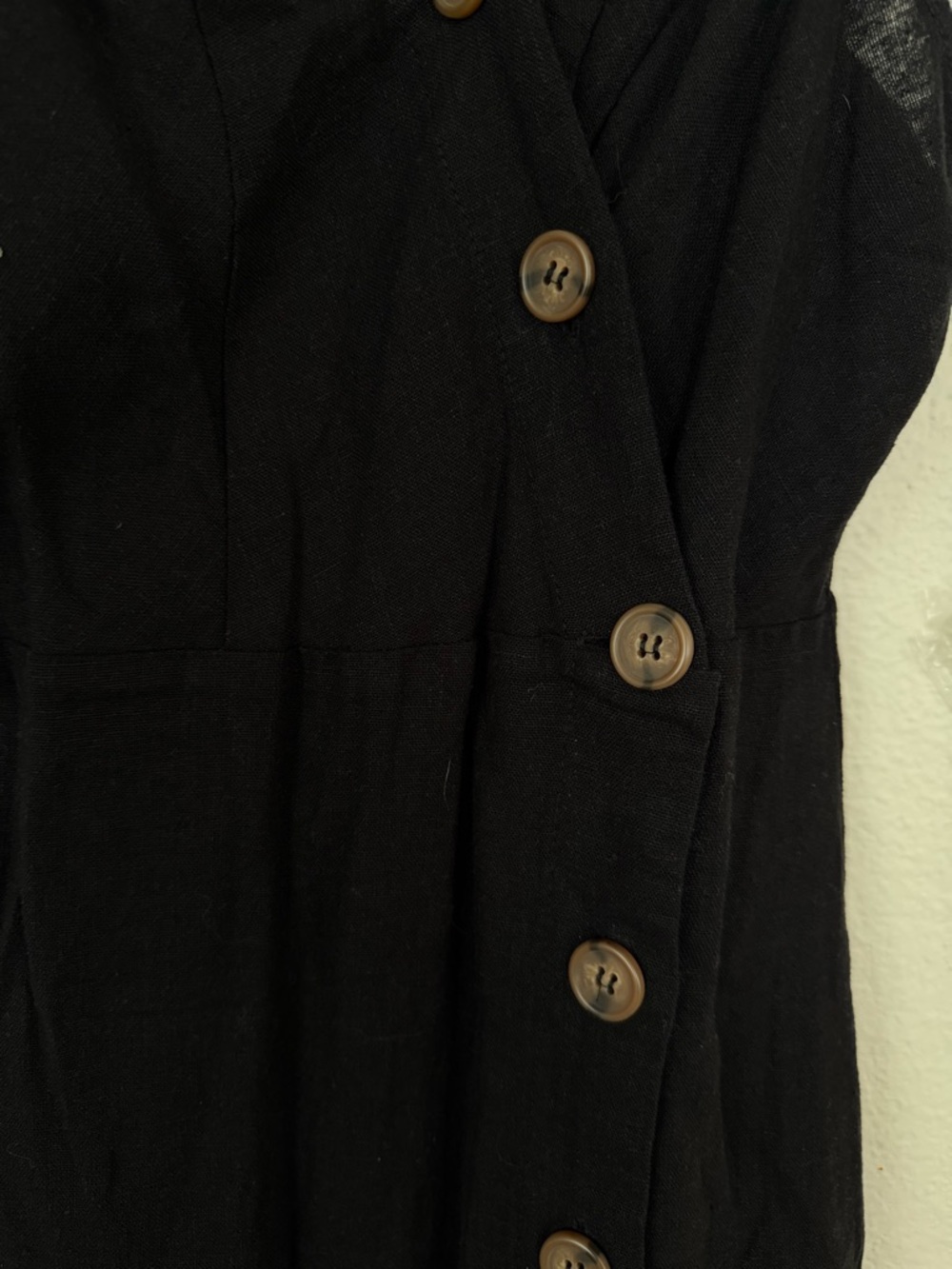 Linen Button-Front Spaghetti Strap Mini Dress - Picture 2 of 6
